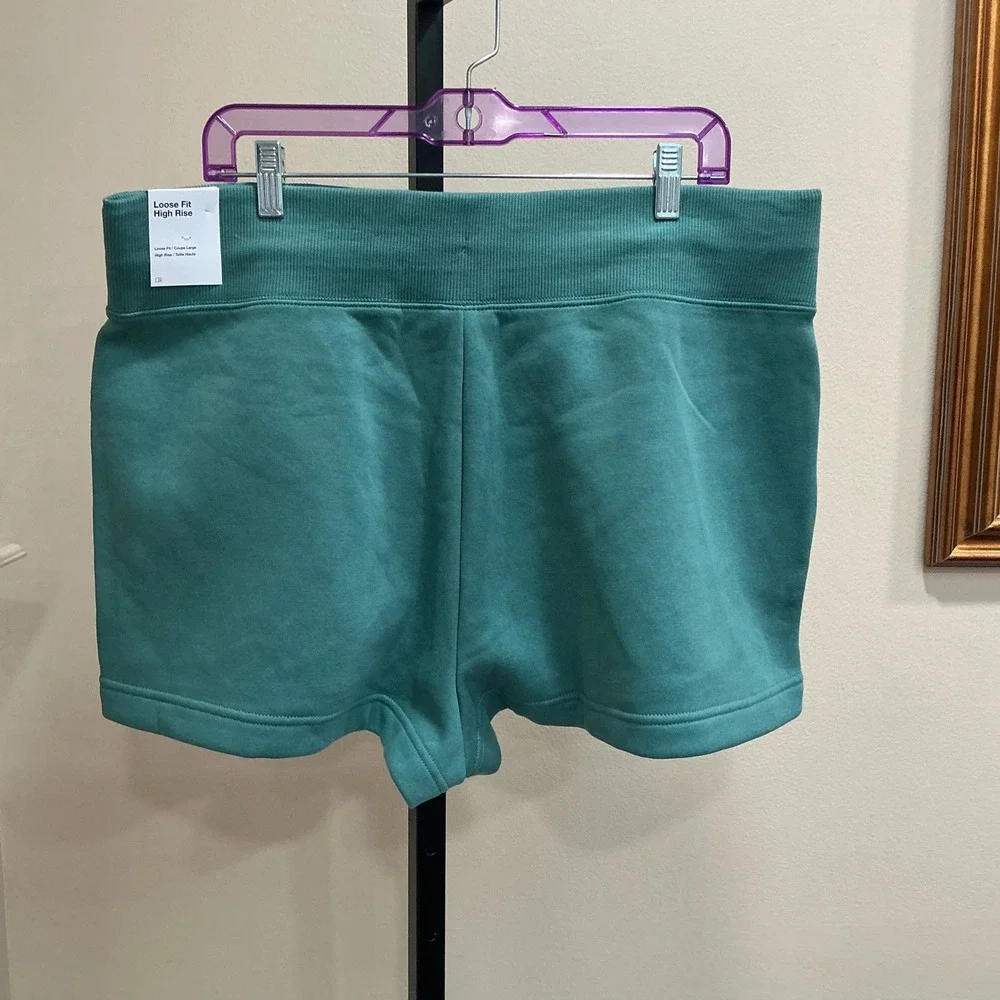 Nike Phoenix Fleece High Rise Loose Shorts Green Bicoastal XL NWT FD1409-361